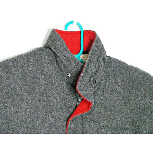 Mens Members Only Wool Coat Jacket Gray Red Trim Sherpa Lined Zip Front Sz 40 M - Picture 2 of 12